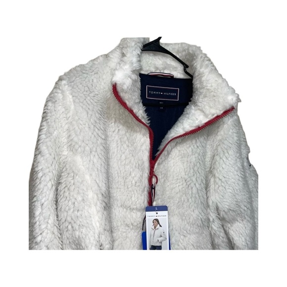 Tommy Hilfiger White Sherpa Fleece Jacket • NWT • Women’s Large - Picture 4 of 16